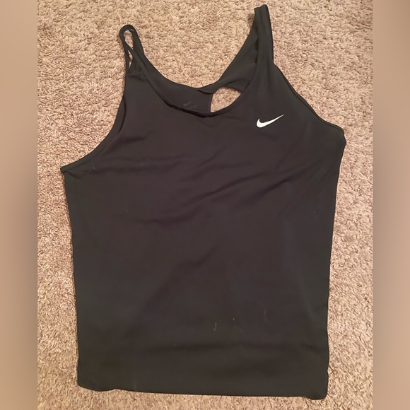 Nike Women's Black Tank Top with White Logo - Picture 1 of 2